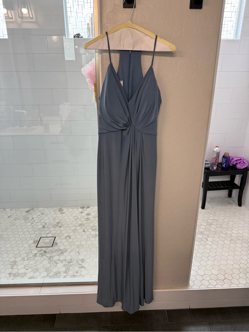 Women’s Sleeveless Twist-Front Maxi Dress - Dusty Blue David’s Bridal Bridesmaid